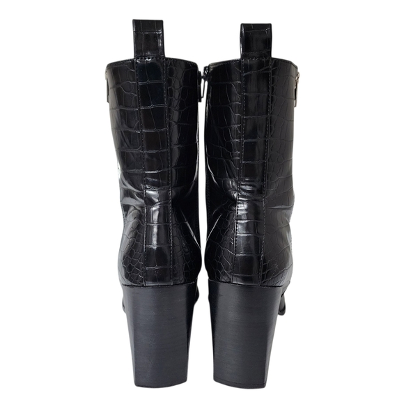 STEVE MADDEN REEGAN LEATHER/CROC-EMBOSSED ANKLE/CALF BOOT - Picture 4 of 7